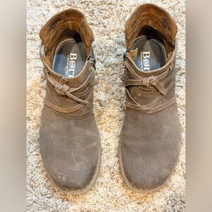 Share Born Tarkiln Women's Ankle Bootie Brown Zip Leather Wrap Laces Comfort 8M